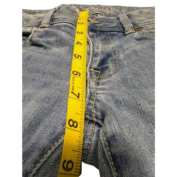 Y2k American Eagle Kick Boot Stretch Light Wash Jeans Size 8 Short - Picture 5 of 13